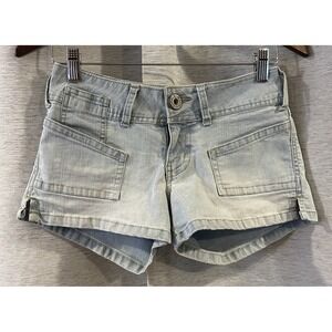 VTG Y2K Micro Mini‎ Denim Low Rise Jean Shorts Festival Cowgirl SZ 7